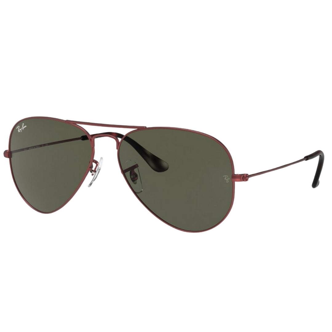 Ray-Ban Aviator Green Lens Red Sunglasses