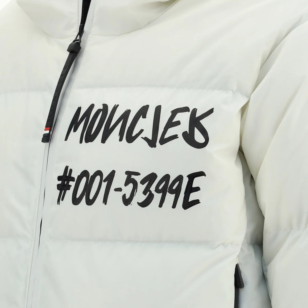Moncler Grenoble Mazod Logo Printed Puffer White Hooded Jacket