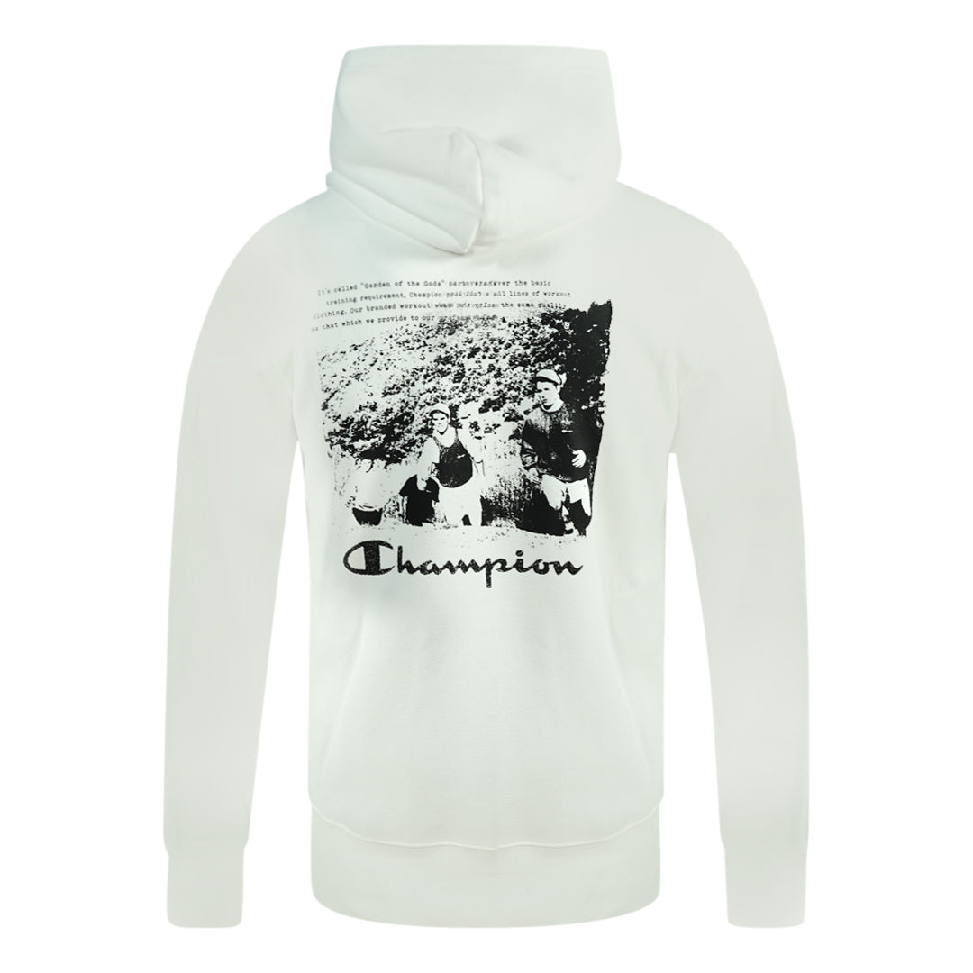 Champion Digital Print Logo White Hoodie