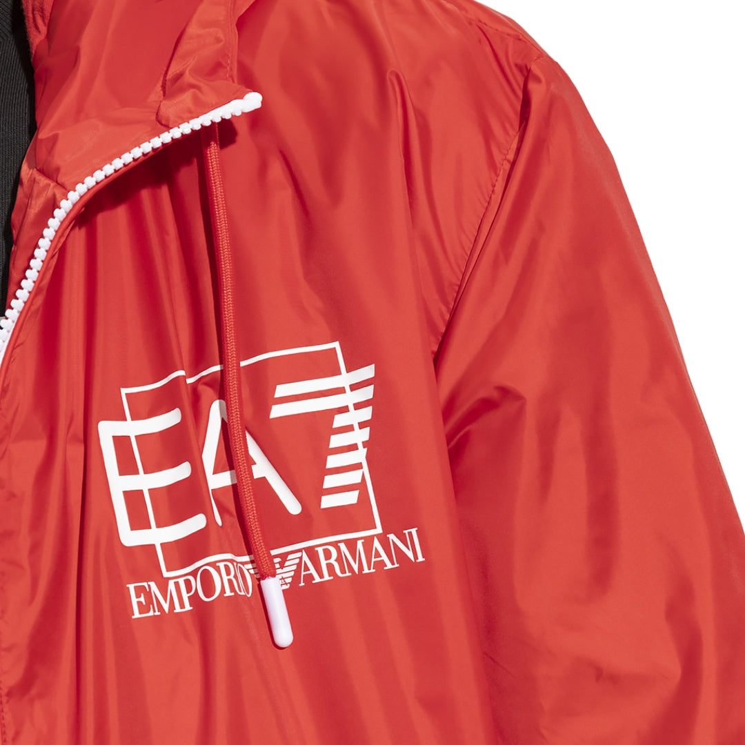 EA7 Bold Logo Red Hooded Jacket