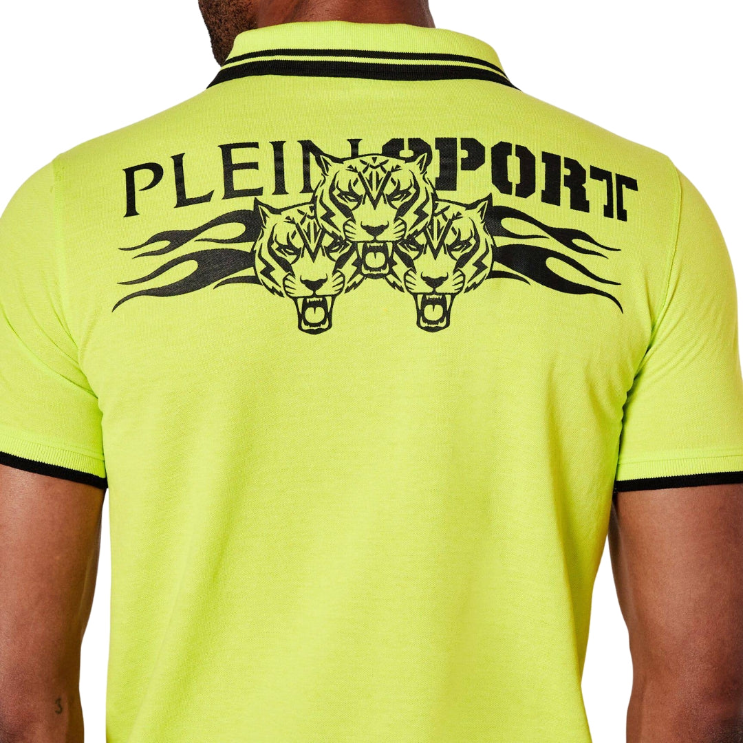 Plein Sport Large Logo On Back Lime Green Polo Shirt
