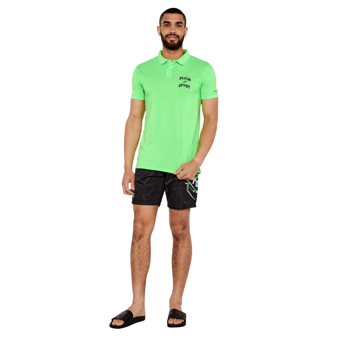Plein Sport Scratch Logo Green Polo Shirt