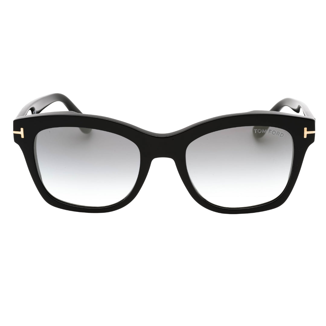 Tom Ford Lauren-02 Grey Mirrored Lens Shiny Black Sunglasses One Size