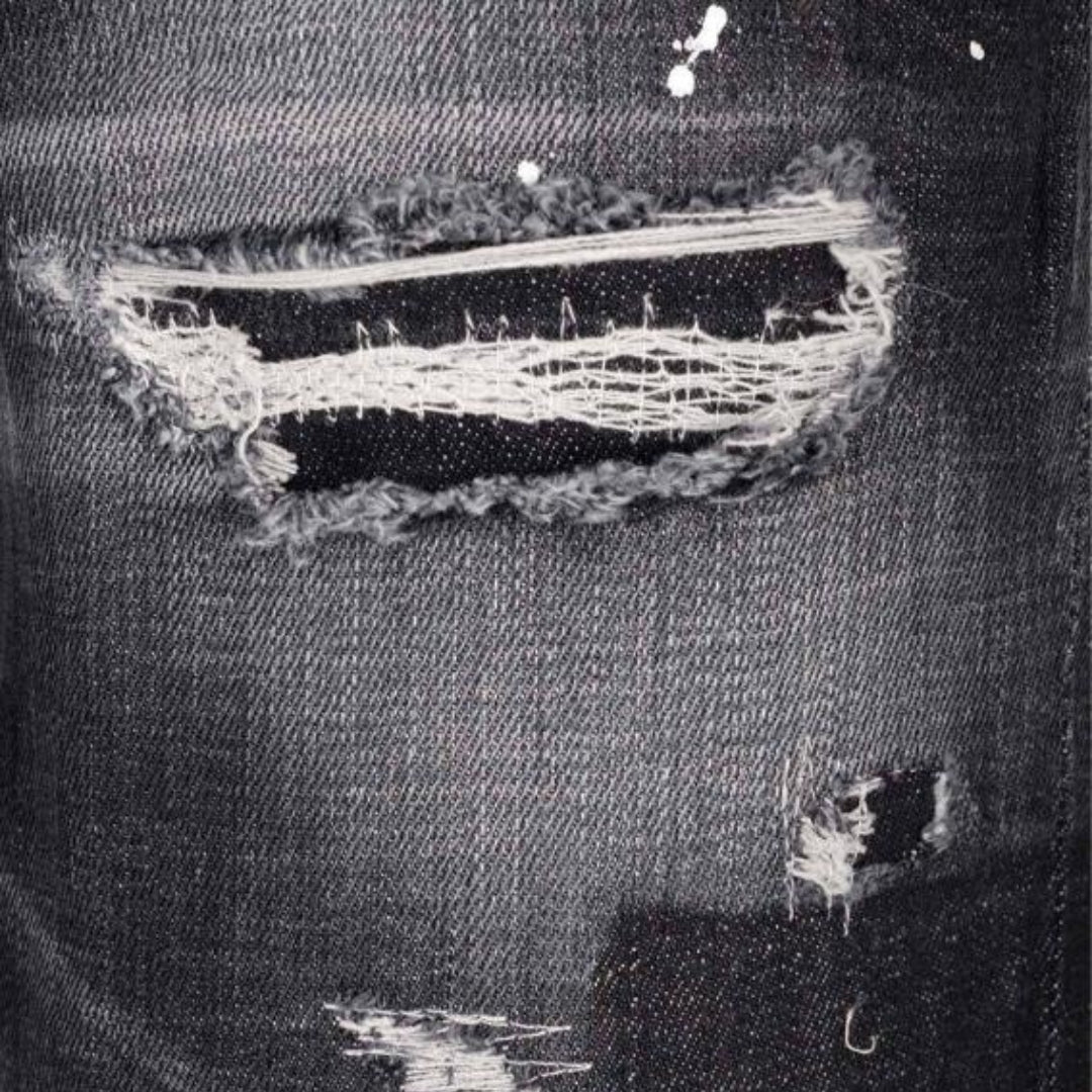 Dsquared2 642 Denim Paint Splash Black Denim Pants Mens