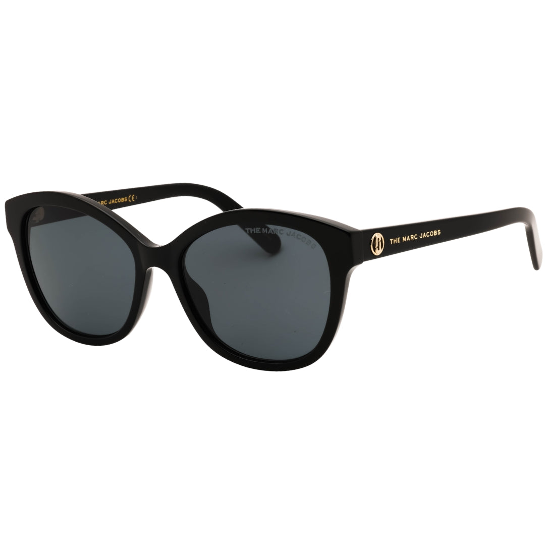 Marc Jacobs Grey Lens Gold Logo Black Sunglasses One Size