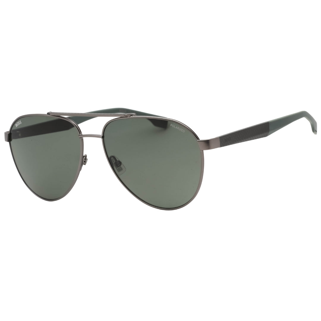 Hugo Boss Grey Green Polarized Lens Matte Ruthenium Sunglasses One Size
