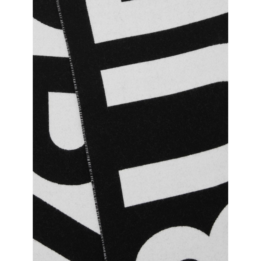 BURBERRY 8054214 Burberry logo-jacquard wool scarf BLACK SCARF MALE One Size