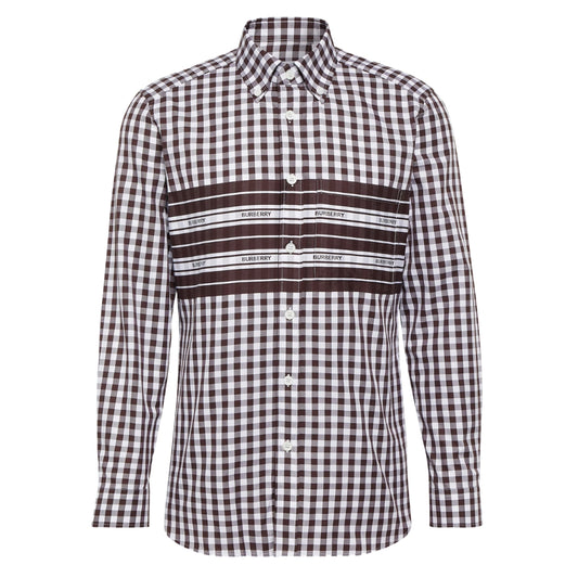BURBERRY 8070867 Burberry Cotton Poplin Check Shirt DARK BURGANDY CASUAL SHIRT MALE S
