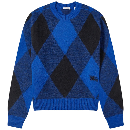 BURBERRY 8078750 Burberry Large Check Crew Knit KNIGHT IP PATTERN (BLUE/BLACK) SWEATSHIRT MALE M