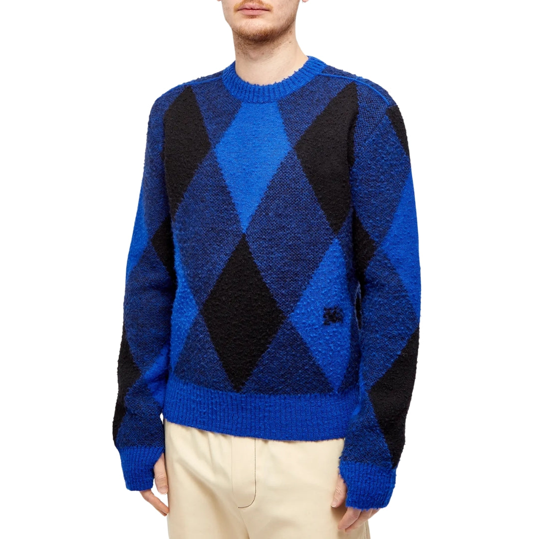 BURBERRY 8078750 Burberry Large Check Crew Knit KNIGHT IP PATTERN (BLUE/BLACK) SWEATSHIRT MALE M