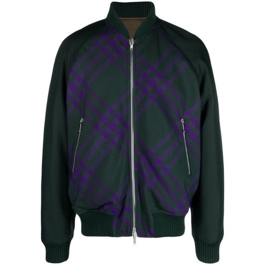 BURBERRY 8078899 Burberry Check reversible bomber jacket DEEP ROYAL IP CHECK (Green) JACKET MALE S