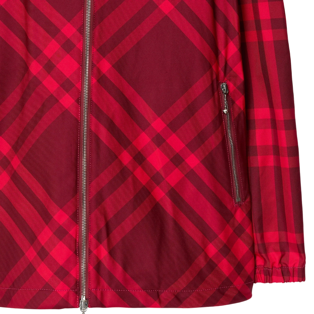 BURBERRY 8079012 Check Nylon Hooded Jacket RIPPLE IP CHECK (Red) JACKET Womens XS