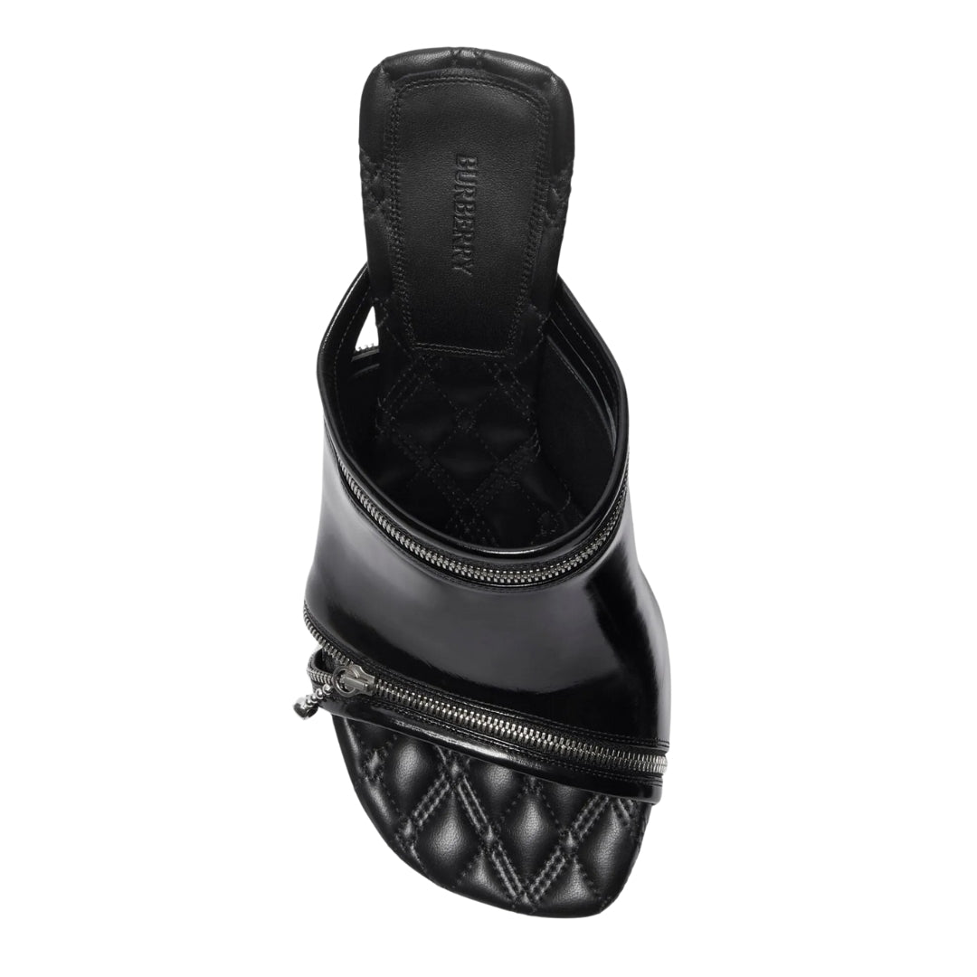 BURBERRY 8080259 Burberry Peep Heeled Mules BLACK PEEP SANDAL WOMENS UK 5
