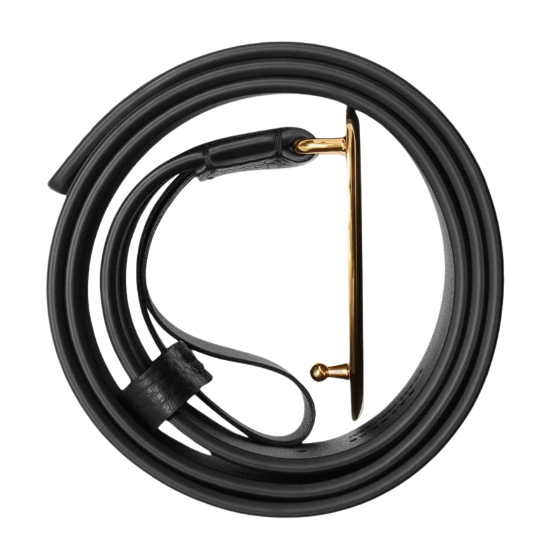 BURBERRY 8088450 Burberry Engraved Shield Leather Belt BLACK BELT MALE M