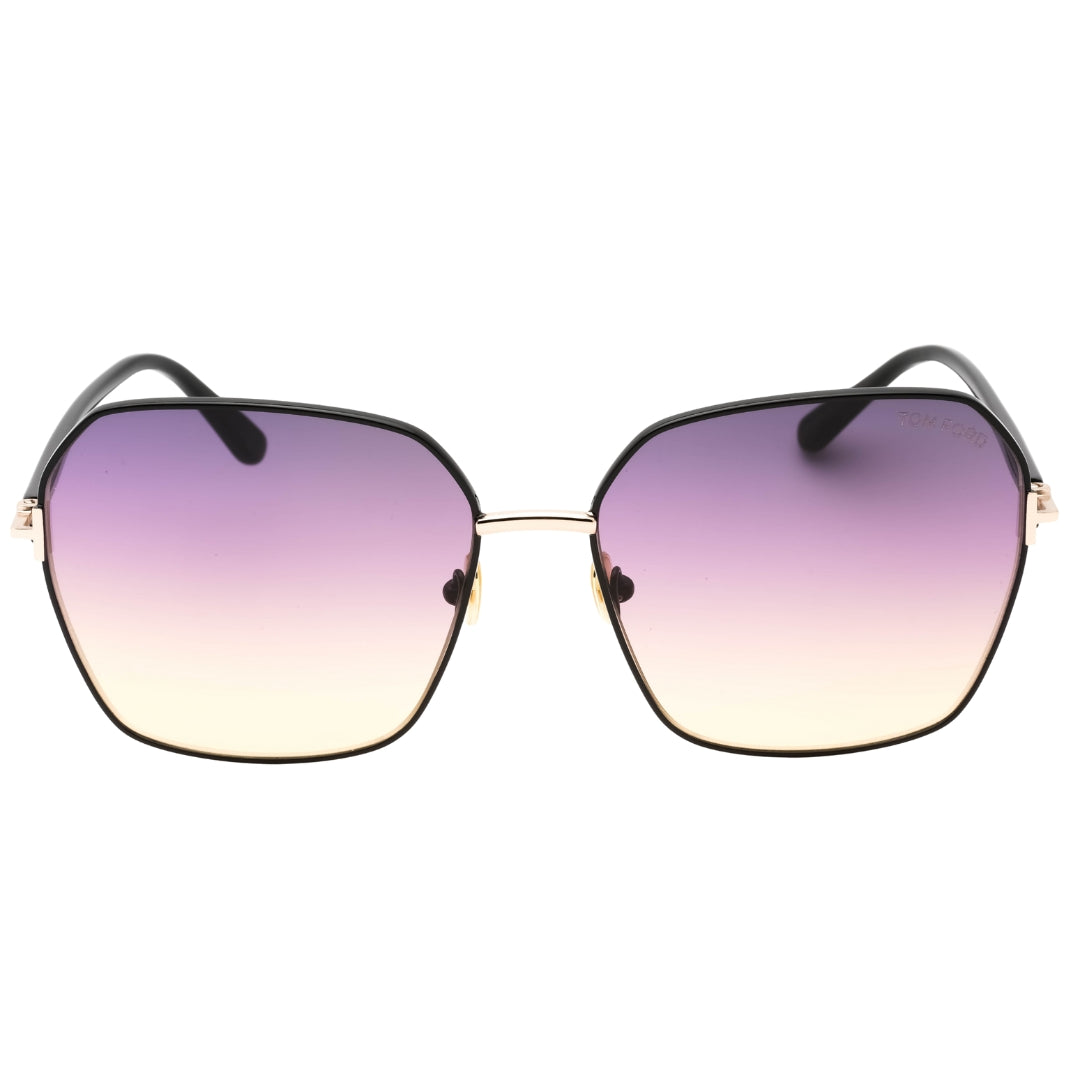 Tom Ford Claudia-02 Gradient Smoke Lens Shiny Black Sunglasses One Size