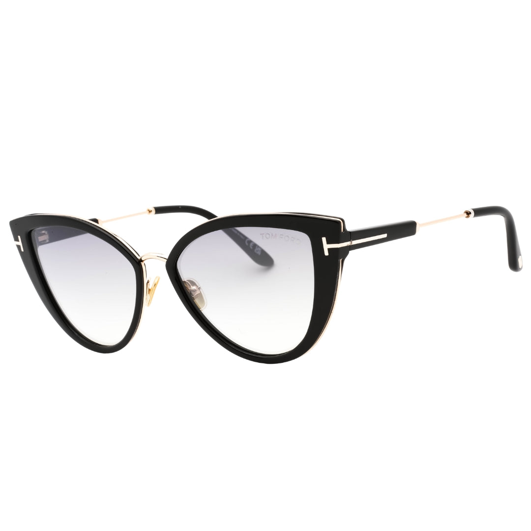 Tom Ford Anjelica-02 Smoke Mirror Lens Shiny Black Sunglasses One Size