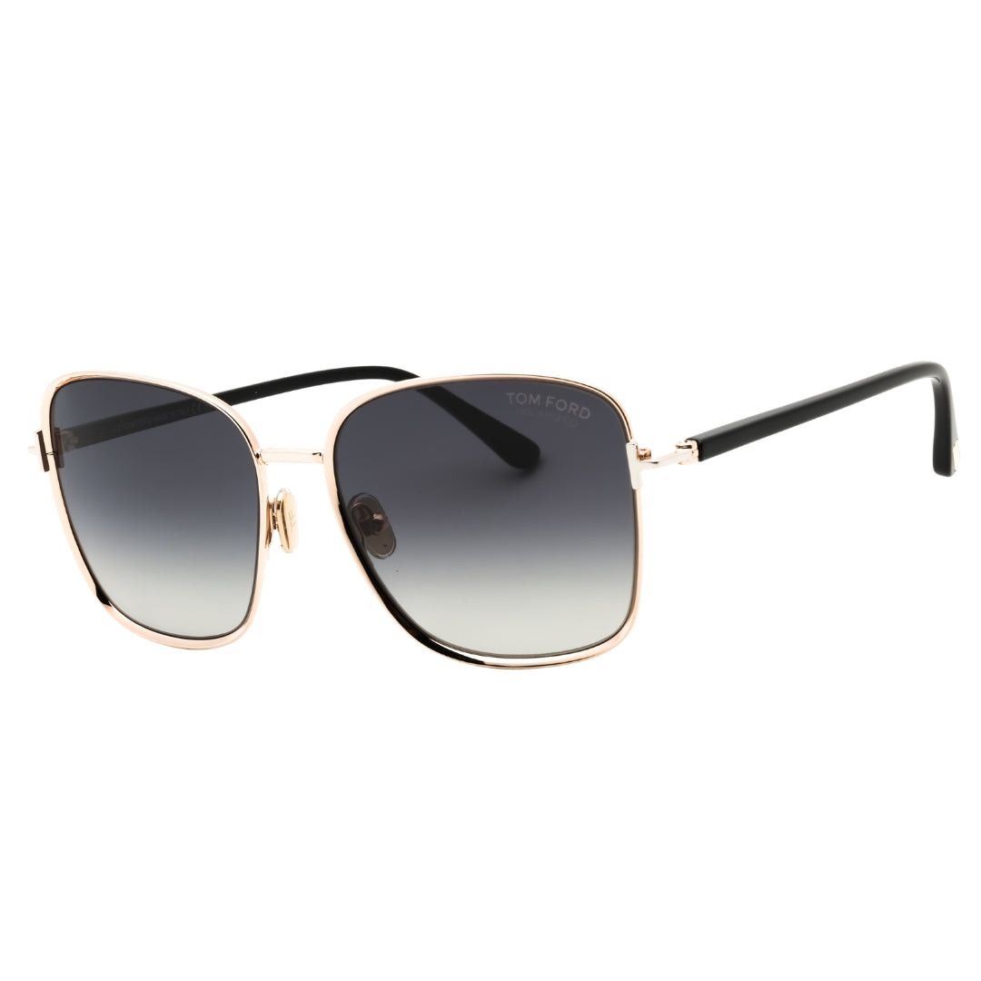 Tom Ford FT1029 Fern 28D shiny rose gold / smoke polarized Sunglasses Female 57X17X140 One Size