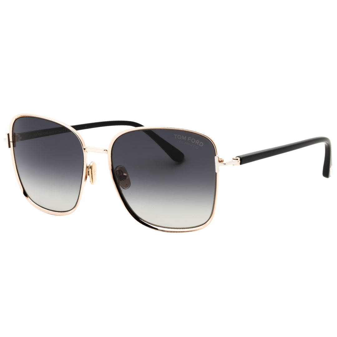 Tom Ford Fern Shiny Rose Gold Framed Smoke Polarized Sunglasses One Size