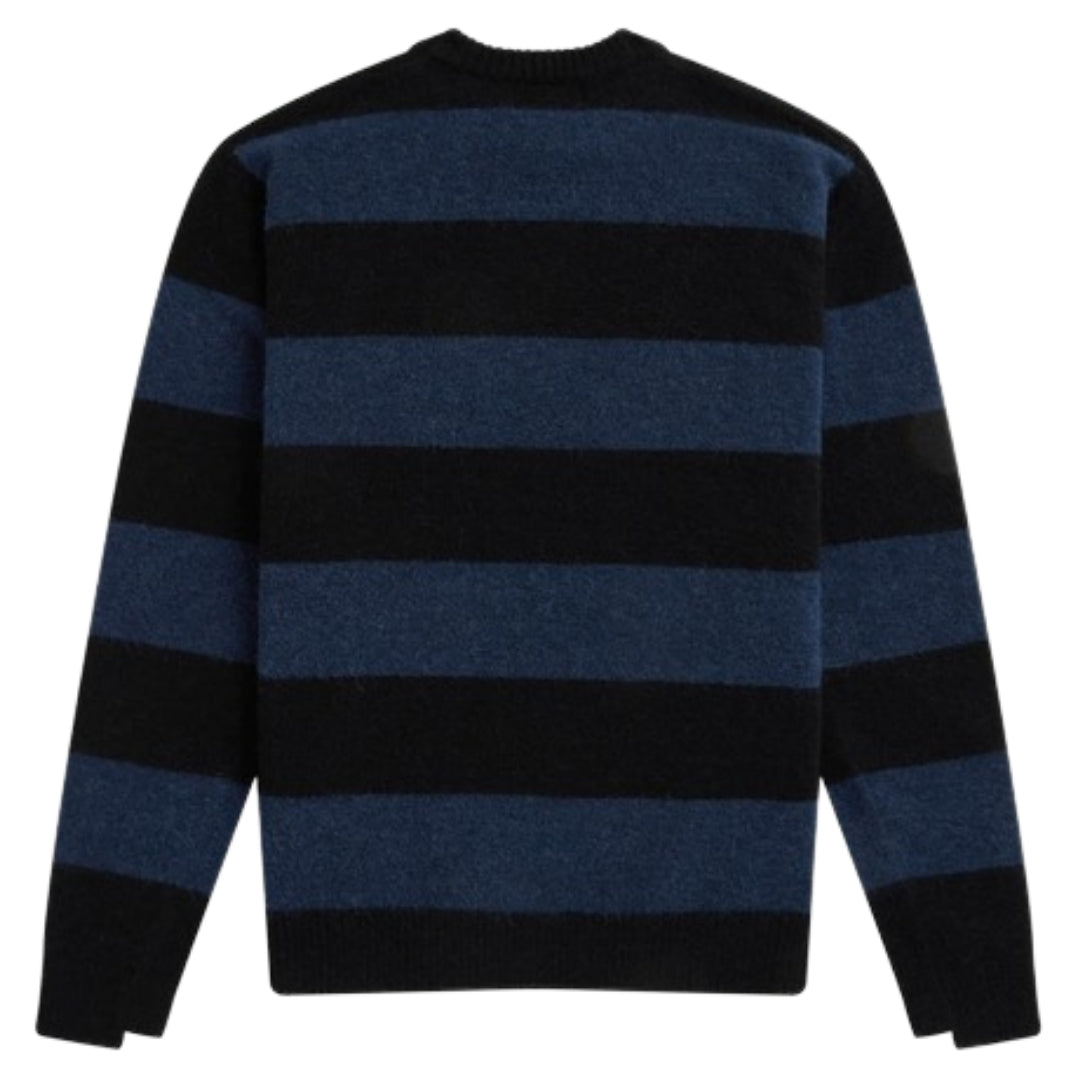 Fred Perry Carbon Blue Bold Stripe Alpaca Blend Jumper