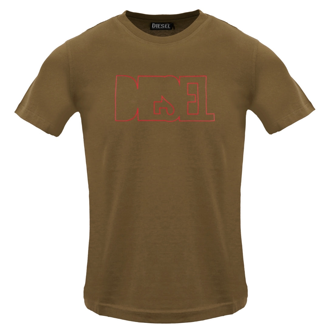 Diesel Outlined Logo Brown Coffee Liqueur T-Shirt