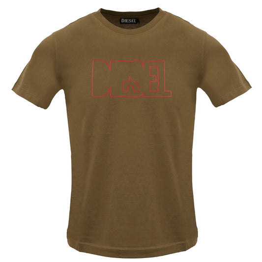 Diesel Outlined Logo Brown Coffee Liqueur T-Shirt