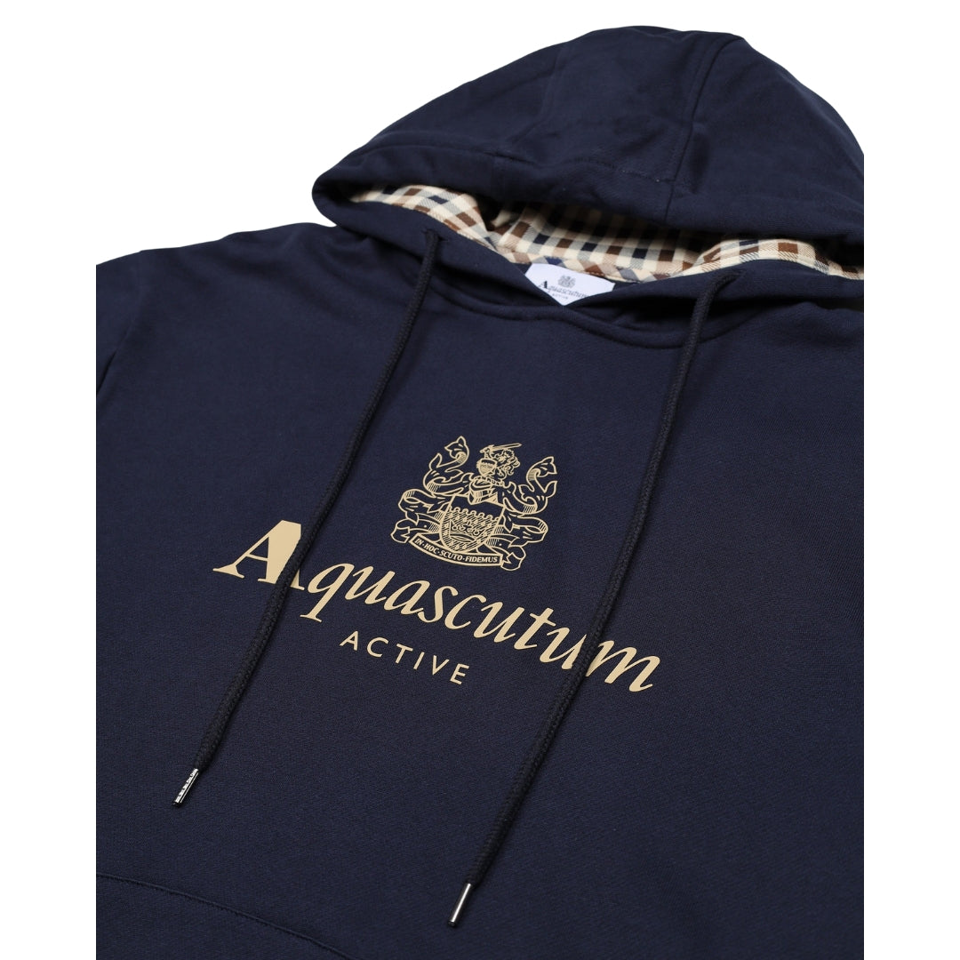 Aquascutum Active Big Logo Hoodie Navy L