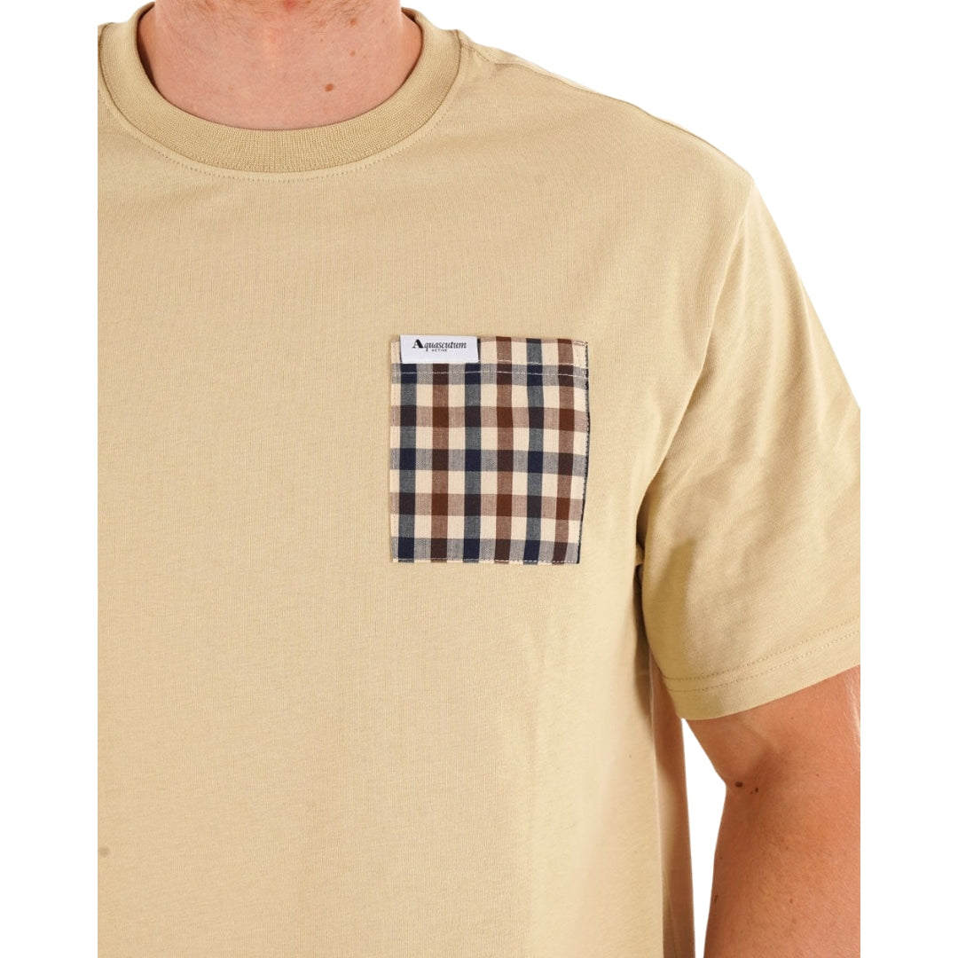 Aquascutum Active Club Check Pocket T-Shirt Beige L