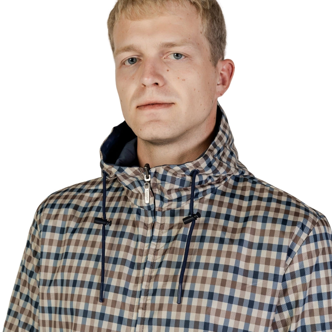 Aquascutum Active Sailor Check Reversible Jacket Navy Navy Blue Jacket M