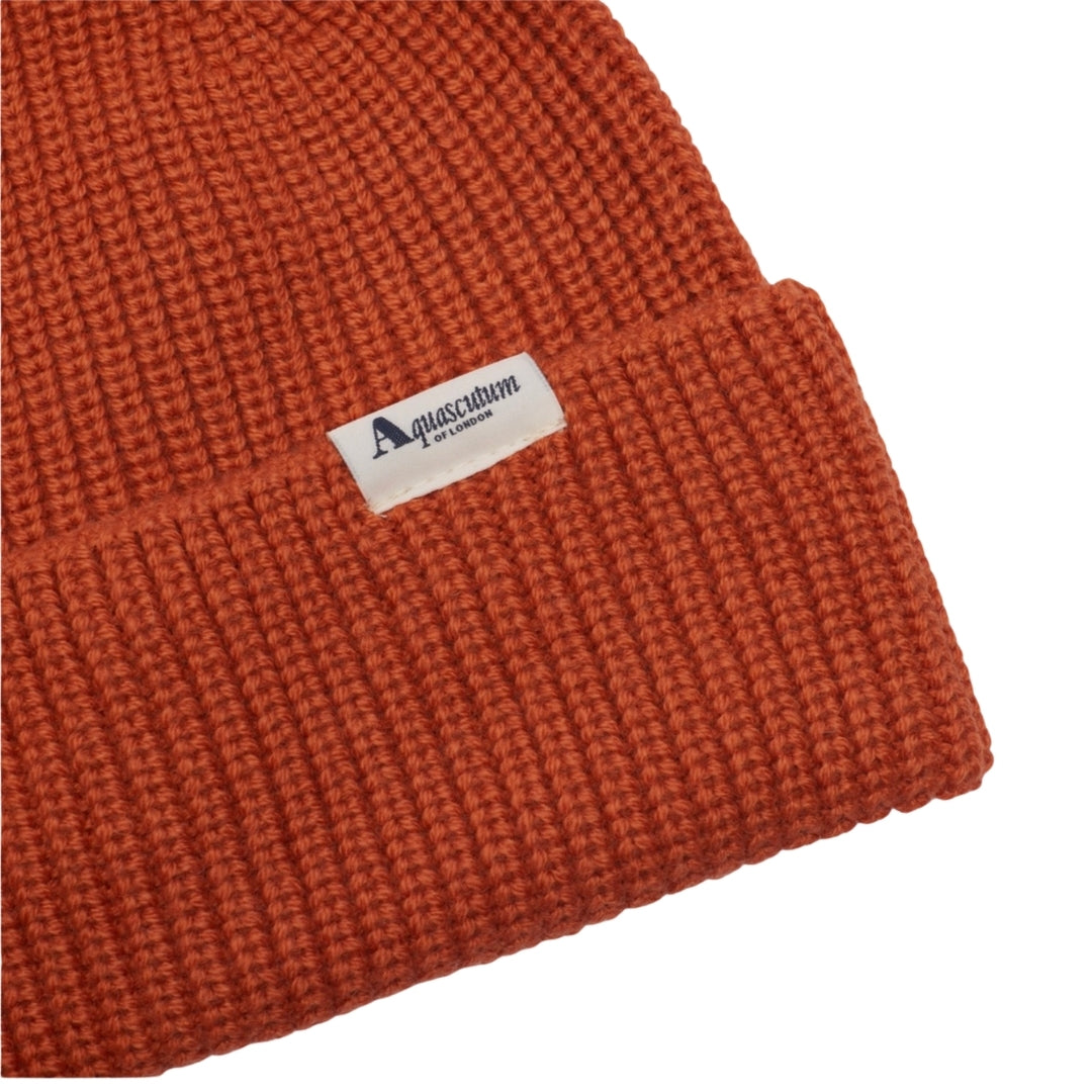 Aquascutum Active Active Label Beanie Rust Orange Beanie Hat One Size