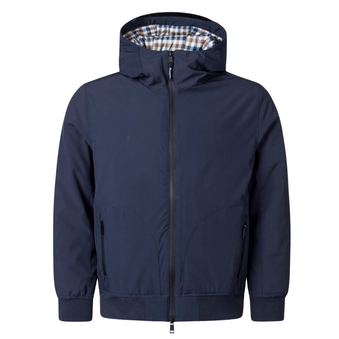 Aquascutum Active Plain Hooded Navy Blue Jacket