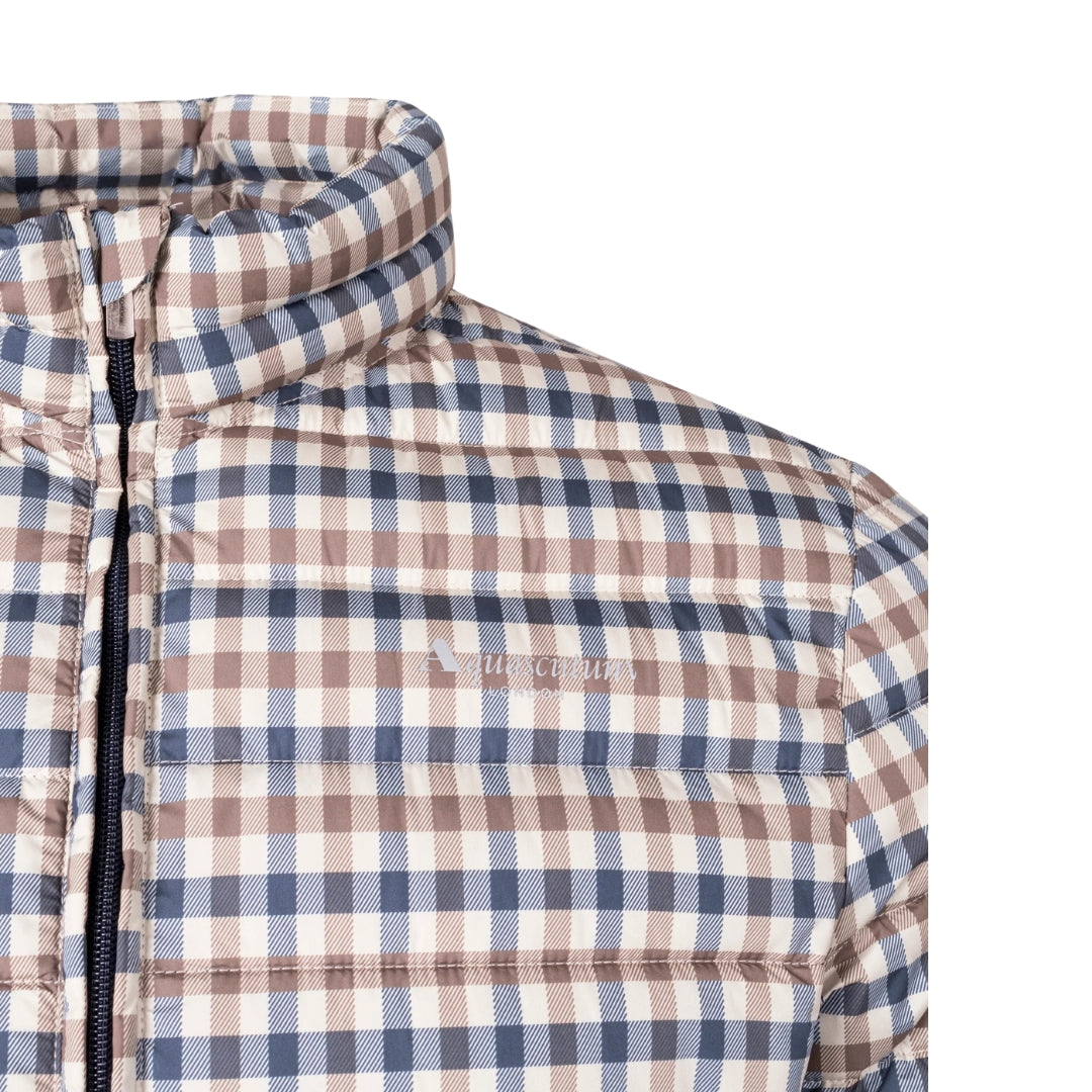 Aquascutum Active 100GR Mock Neck Beige Check Jacket