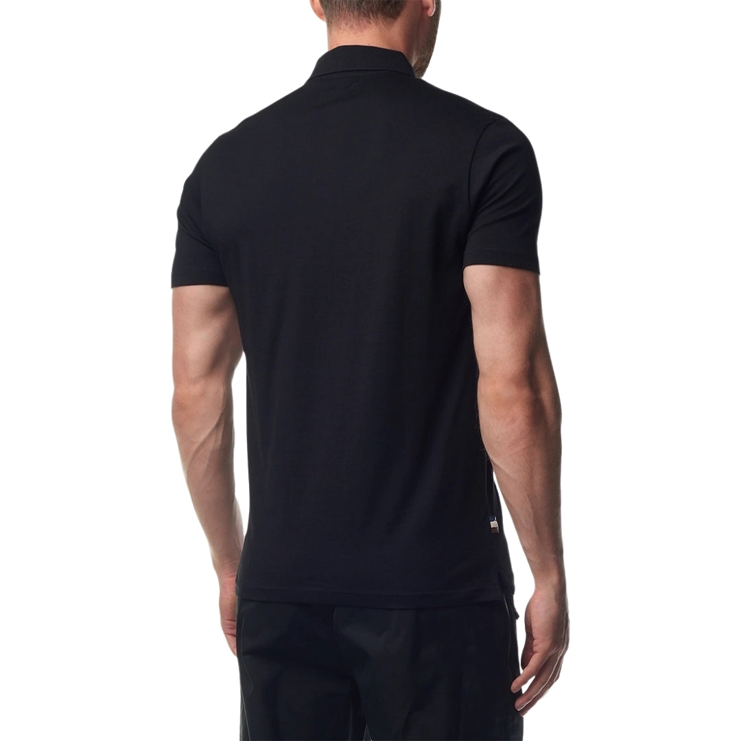 Aquascutum Active Beach Sailor Check Polo Black Black Polo Shirt S