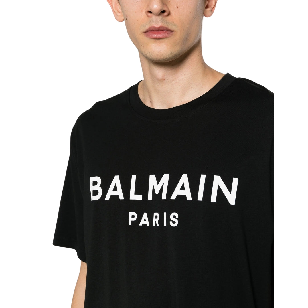 Balmain Paris Bold Brand Logo Black T-Shirt