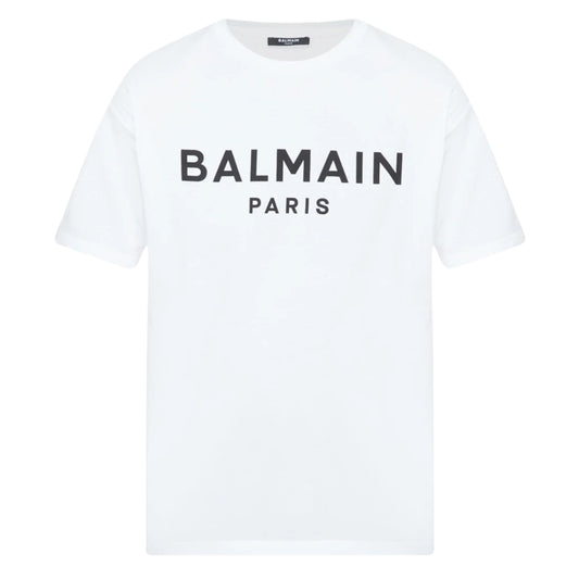 Balmain Paris Bold Brand Logo White T-Shirt