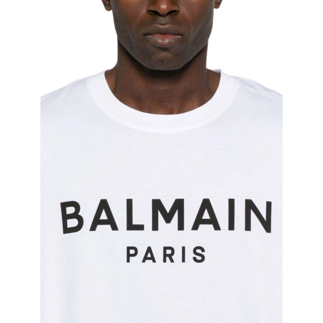Balmain Paris Bold Brand Logo White T-Shirt