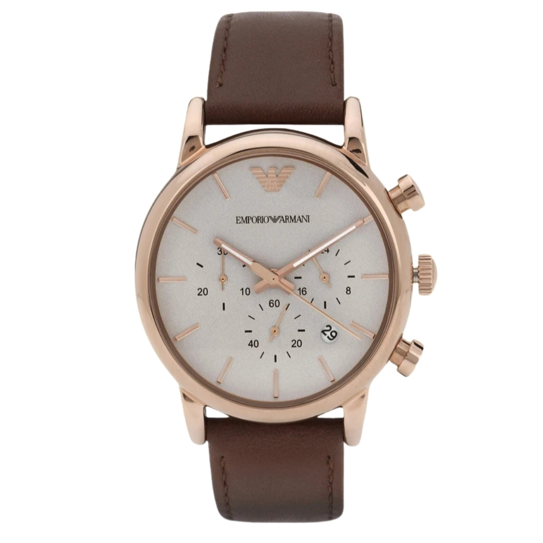 Emporio Armani Brown Strap Rose Gold Watch