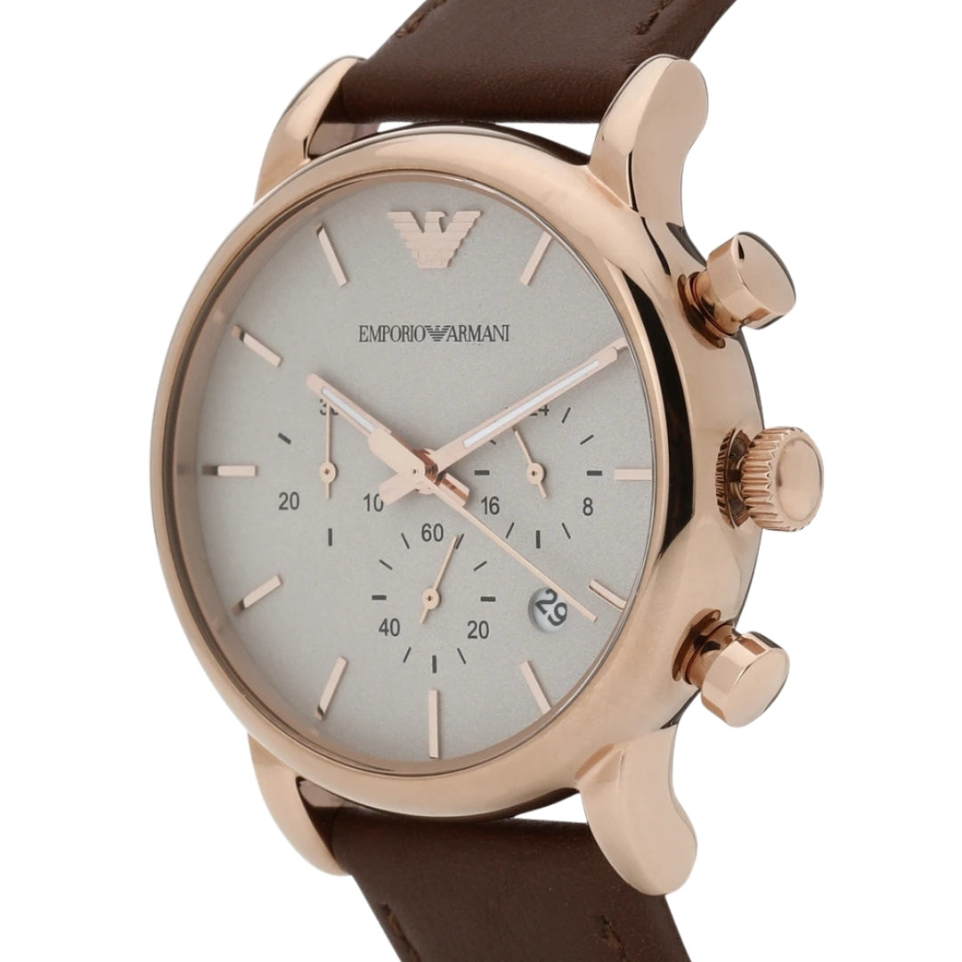Emporio Armani Brown Strap Rose Gold Watch