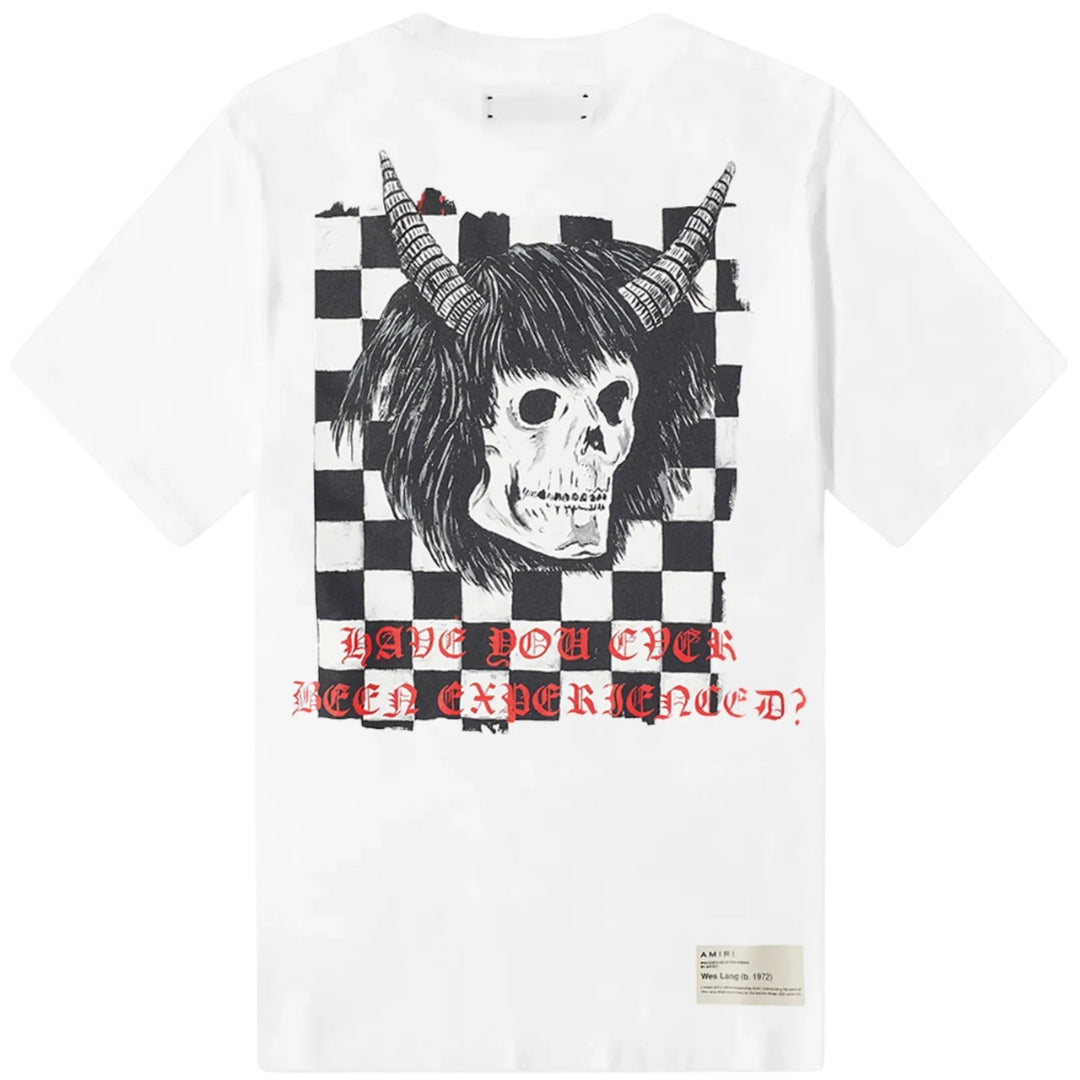 Amiri Wes Lang Checker Skull Tee White