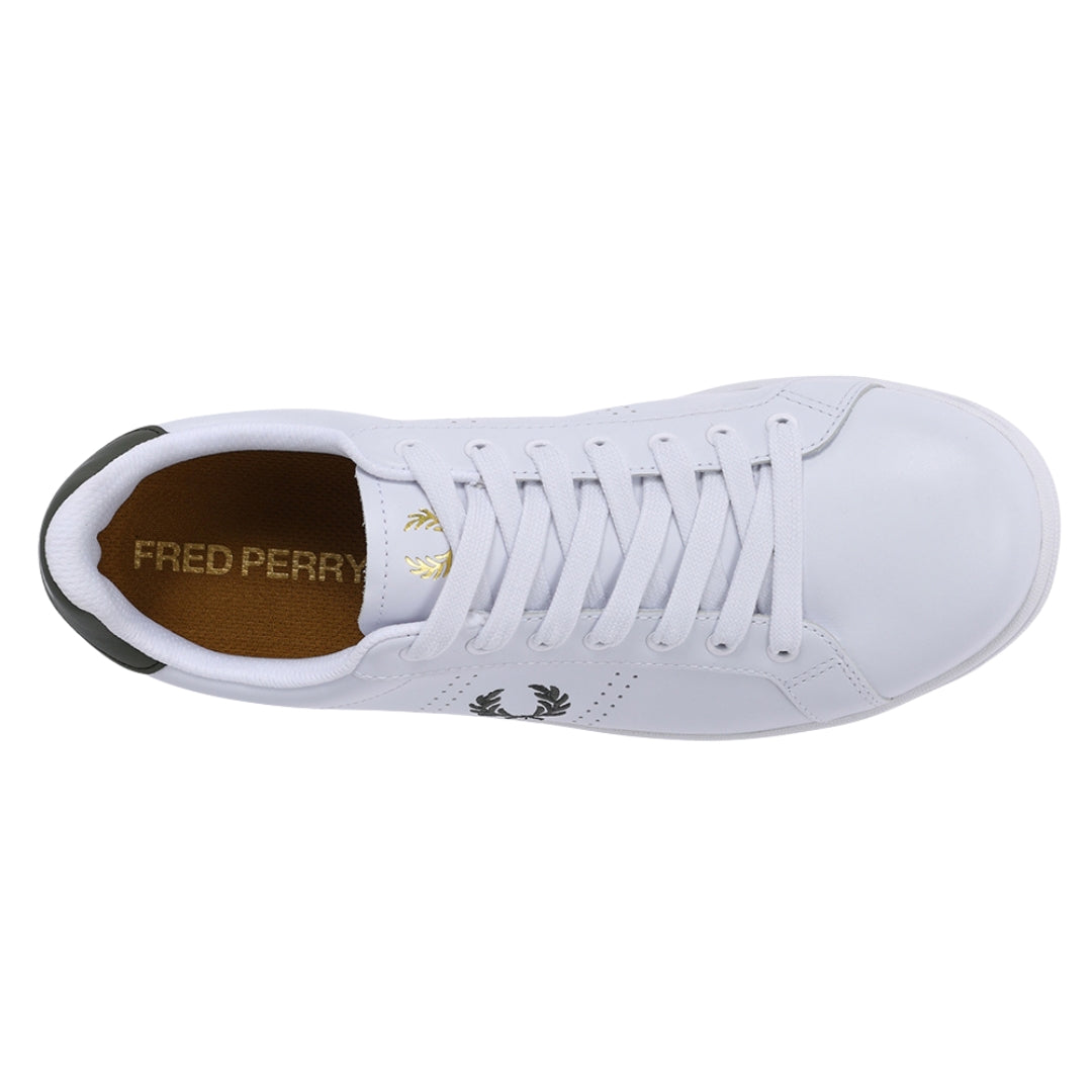 Fred Perry B721 White LW Green Leather Trainers UK 7