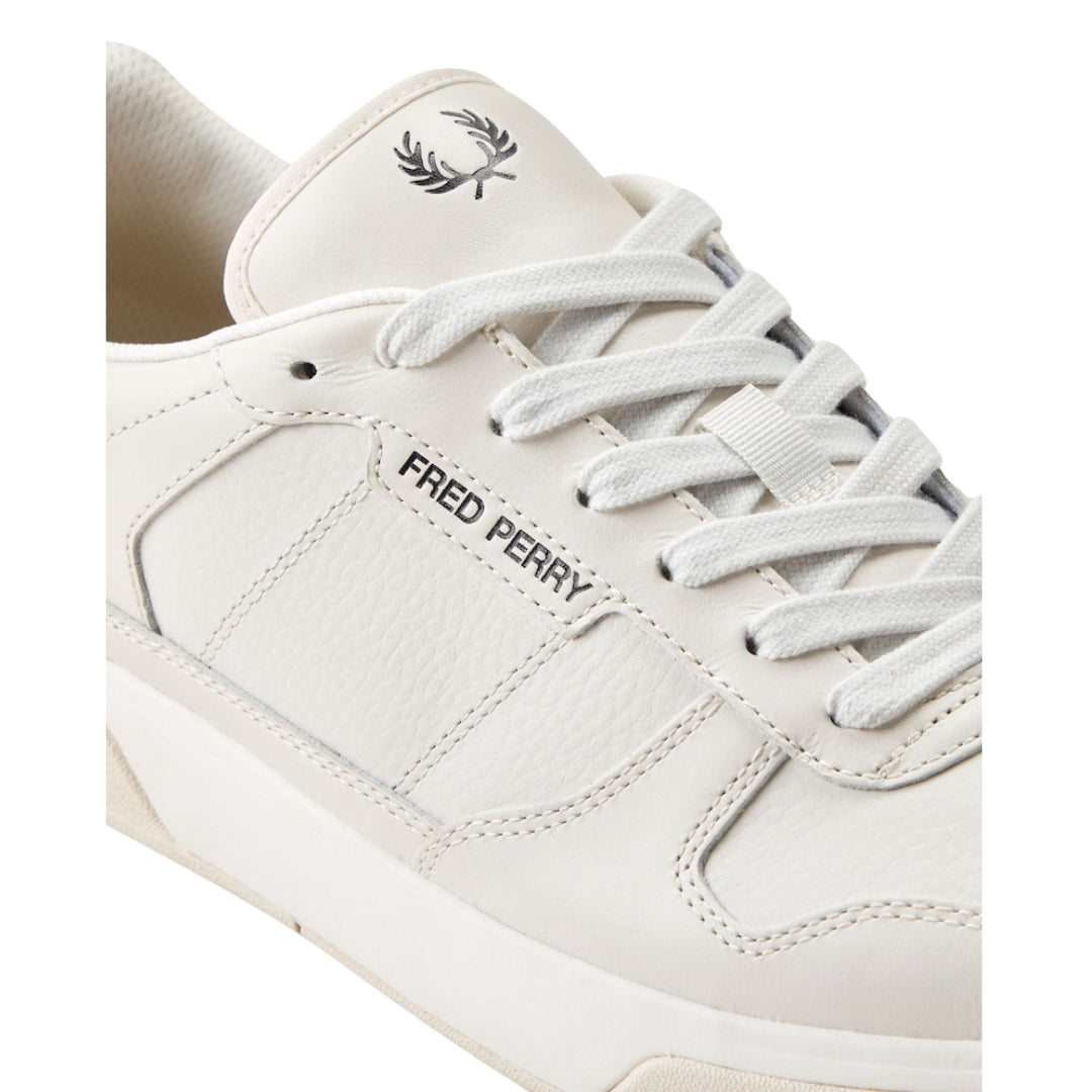 Fred Perry B300 Textured Leather Porcelain Trainers UK 6