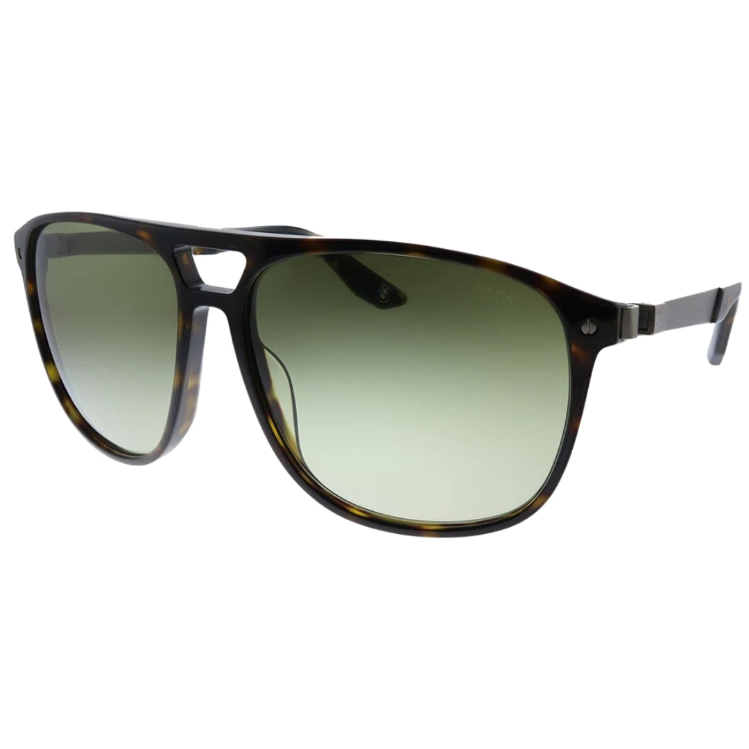 BMW Dark Havana Brown Frame Gradient Green Lens Sunglasses