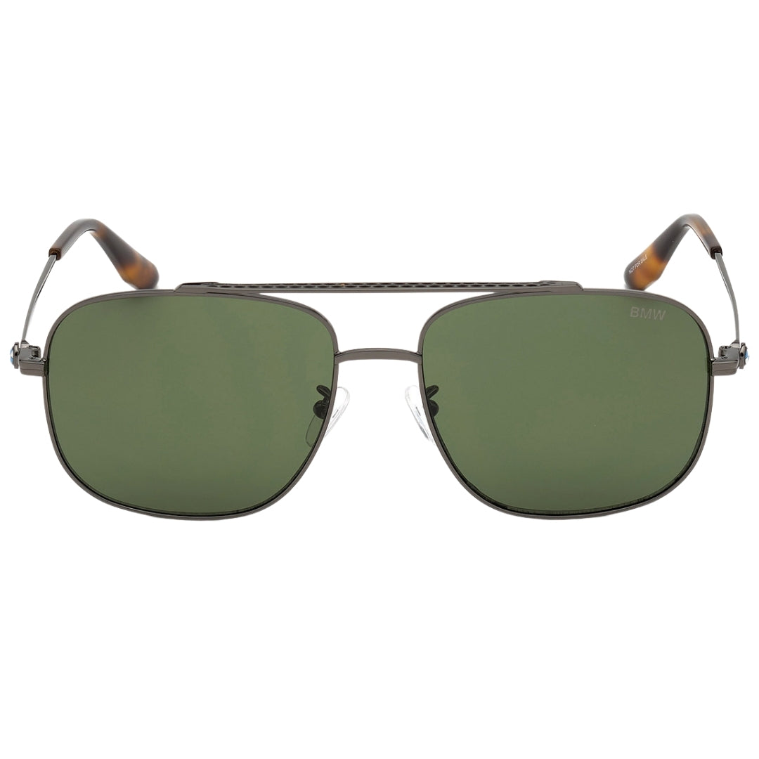 BMW Shiny Gunmetal Framed Green Lensed Sunglasses