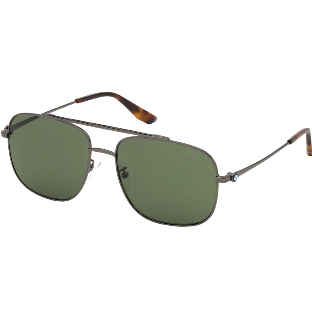 BMW Shiny Gunmetal Framed Green Lensed Sunglasses