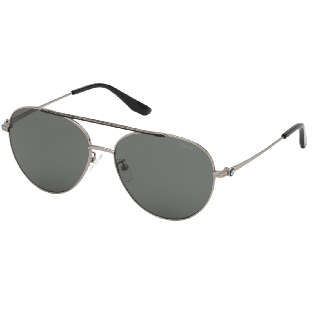 BMW Shiny Light Ruthenium Framed Smoke Polarized Lens Sunglasses