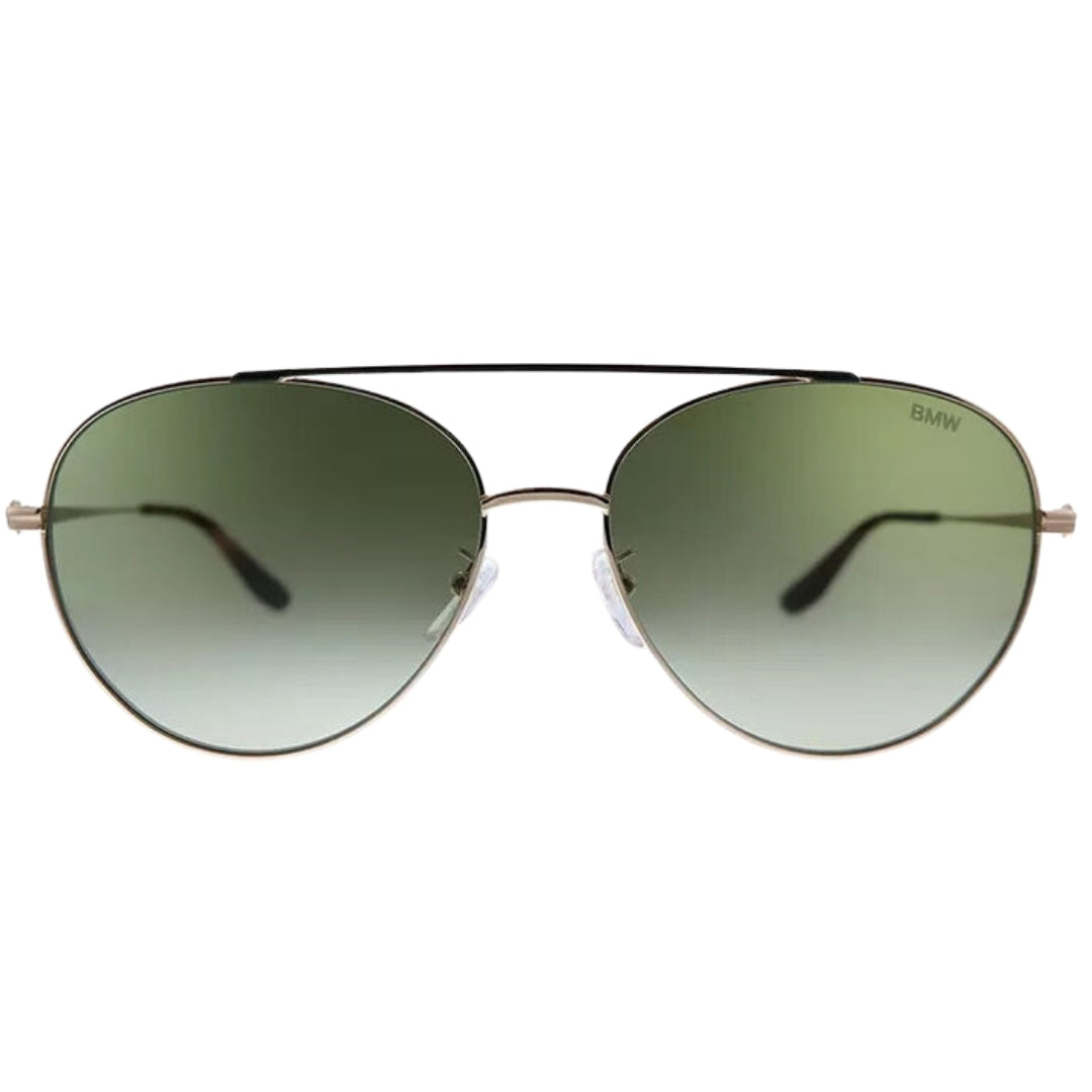 BMW Shiny Rose Gold Framed Gradient Green Lensed Sunglasses