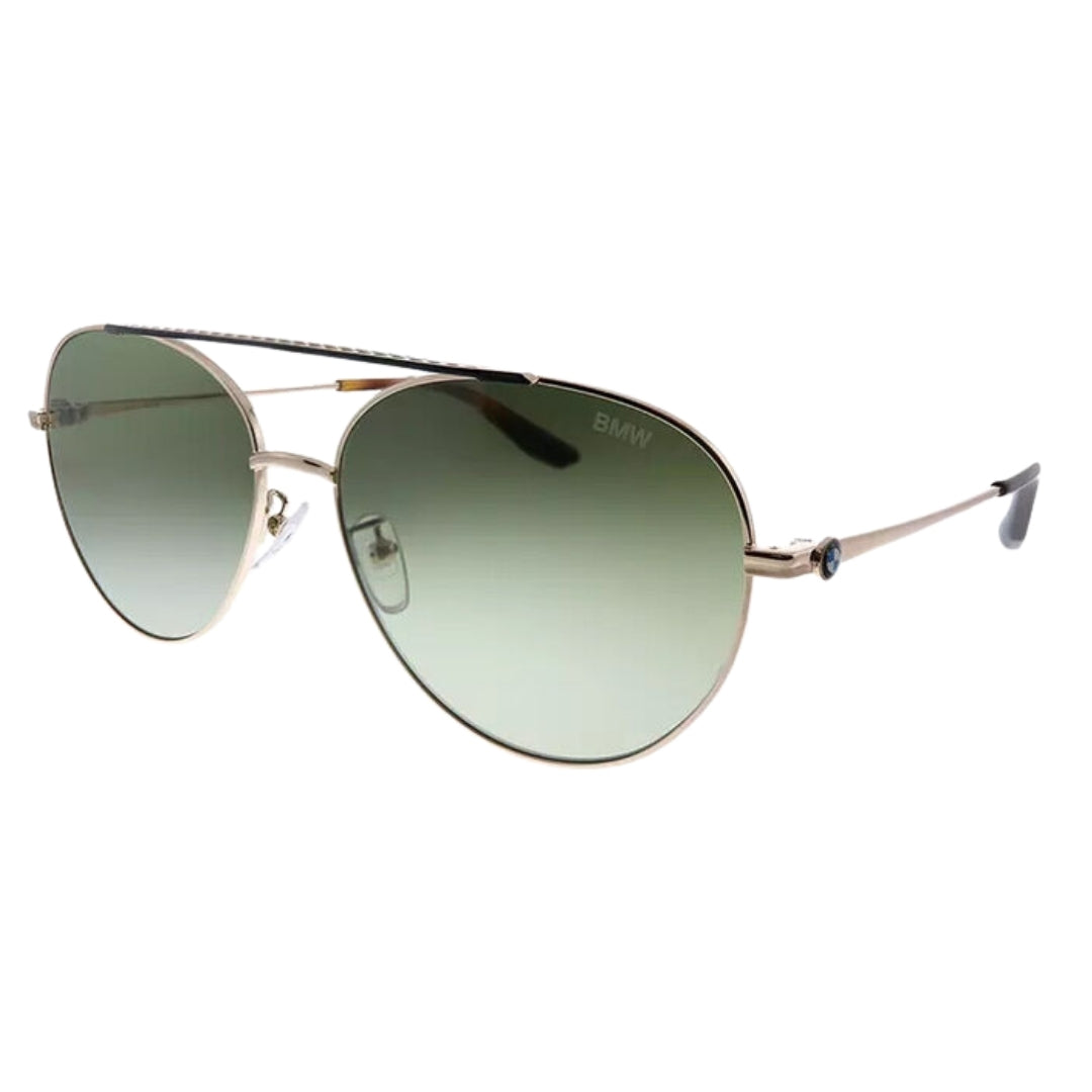 BMW Shiny Rose Gold Framed Gradient Green Lensed Sunglasses