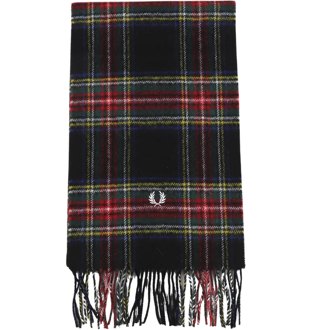 Fred Perry Black Stewart Tartan Scarf