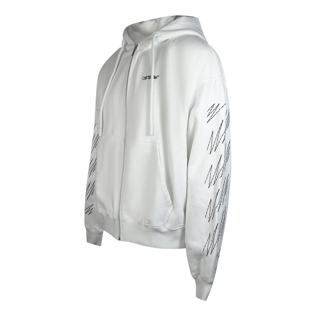 Off-White Stitch Diags Zip Skate Hoodie White