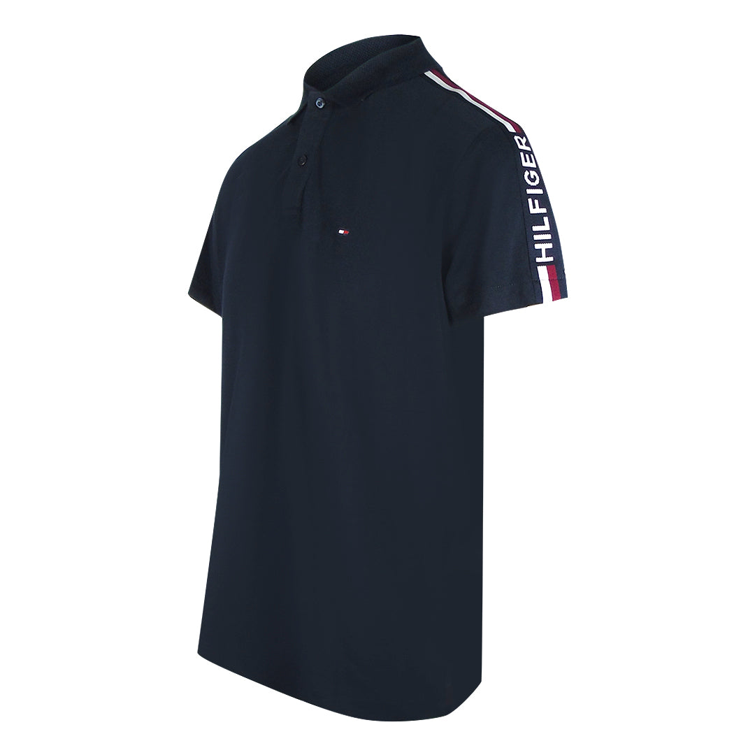 Tommy Hilfiger Taped Sleeve Navy Blue Polo Shirt