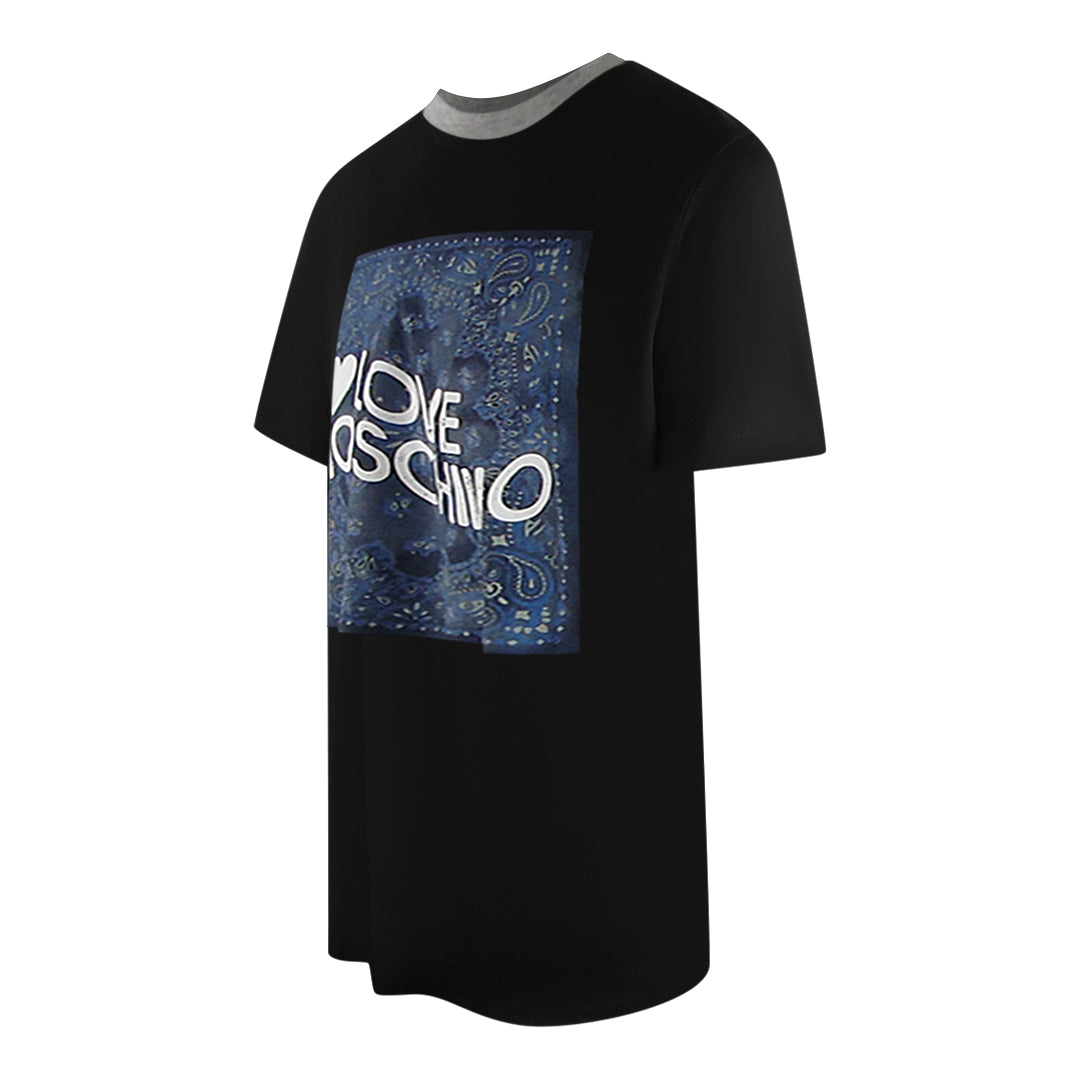 Love Moschino Paisley Print Logo Black T-Shirt